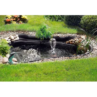 Fertigteich UBBINK "Ocean II", schwarz, B:225cm H:80cm L:265cm, Polyethylen (PE), Teichschalen, inkl. Pumpe, Wasserspeier, Pflanzkörben