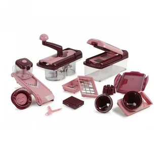 Genius Gemüseschneider Genius Nicer Dicer Fusion Smart Set (23 Teile) inkl. Twist, rubinrot, 23 Teile, Würfel, Stifte, Gemüsehobel mit 1250ml Fassungsvolumen rot