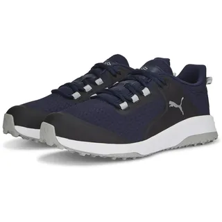 Puma Golf Herren Fusion Grip extra breit Golfschuh, Puma Marineblau-Puma, Silber-leiser Schirm, 44 EU - 44 EU