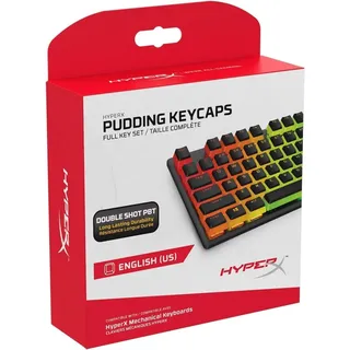 HyperX Pudding Keycaps – Vollständiger Tastensatz – PBT – {Schwarz} – English (US) Layout – 104 Key, Hintergrundbeleuchtet, OEM Profil
