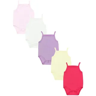 TupTam Body Baby Mädchen 5er Set – Sommer Body Baby mit Spaghettiträgern aus 100% Baumwolle, Farbe: Rosa/Lila/Gelb, Größe: 110 - 110