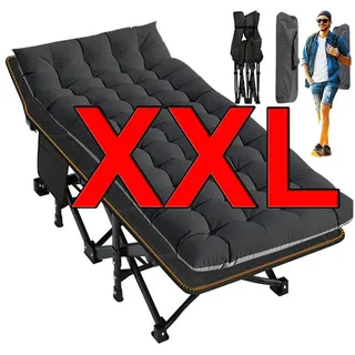 Meulbaty Klappbett Camping Bett, Gästebett mit Matratze, 400KG Belastbar im leichten und tragbaren Faltdesign, 198cmx81cmx46 cm schwarz