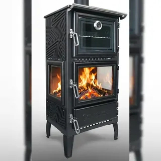 caliskan EEK A - Dreischeiben-Holzherd Modell 306-3D Backfach+Herdplatte - 12,10 kW