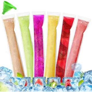 Hojalis 200 Stück Wassereis Tüten, Popsicle Taschen, Wassereis Formen Mit Trichter, Wassereis Formen Einweg, Wassereis Selber Machen für Joghurt, Eisbonbons, Eiscreme,Stangenwassereistüte (22 X 5 cm)