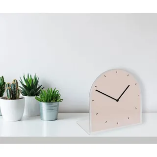 Queence Tischuhr Helene Tisch, Uhr, modern, geräuschlos beige|weiß