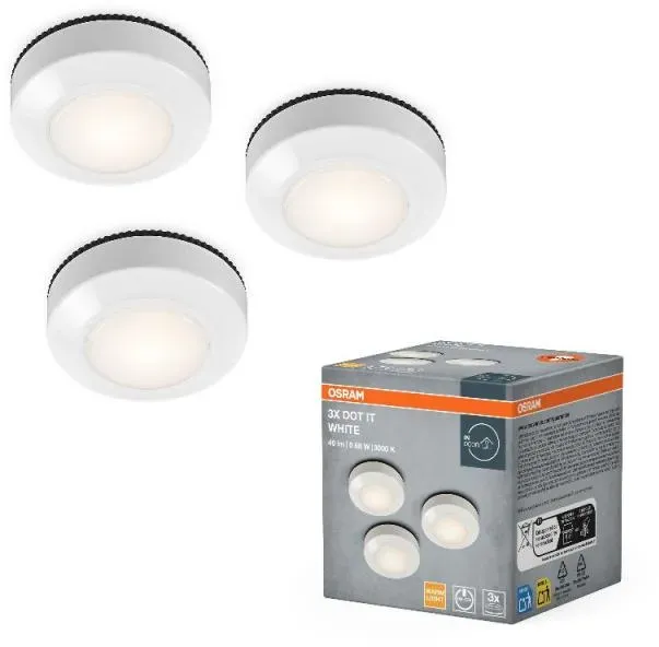 3er Set OSRAM LED Garderoben und Möbelleuchte mobil batteriebetrieben - IP20-Schutz, für Garderobe/Kinderschlafzimmer/Regalunterbau