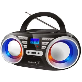 Cyberlux CD-Player mit LED-Disco-Lichter CD/MP3/USB Radio Schwarz/Silber