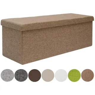 Dune Design Sitzbank Faltbar 110x38x38cm Sitztruhe inkl. 2 Trennwände 120L Polsterbank Braun