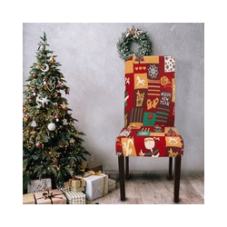 4/6 PCS Removable Festive Dust-Proof Chair Protector Xmas Kitchen Dining Chair Covers Christmas Print Decoration - 6 Pcs / Christmas C