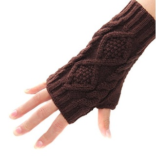 Butterme Winter Handgefertigt Gestrickte Fingerlose Armstulpen Warm Strick Handschuhe Pulswärmer Handstulpen Armwärmer Stulpen für Damen Mädchen Braun