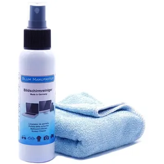 Blum Manufaktur Display-Reiniger - Bildschirm-Reinigung - PC-Reiniger inkl. Mikrofasertuch 30 x 30 cm - Screen Cleaner - Made in Germany - 250 ml