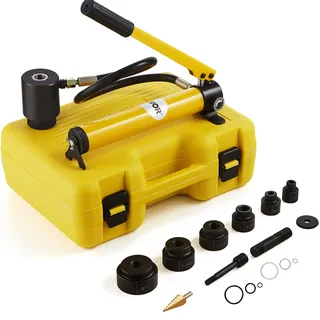 Vevor Hydraulisches Lochstanzer-Set Knockout-Lochtreiber-Kit 10t, Handpumpe Stahl Lochwerkzeug mit 6 Stanzformen Stanzen 12,7, 19,05, 25,4, 31,75, 38,1, 50,8mm, Zylinder Lochstanze Hydraulikpumpe
