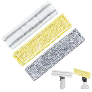 Ersatzmikrofaser Wischbezug Fenstersauger Zubehör für Karcher WV1 WV2 WV5 WV6, Fensterreiniger Ersatzteile, Sprühflasche Zubehör, Wischmoppad für Kärcher, Ersatzpads Fensterreiniger (3 Stück)