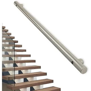 Handlauf Edelstahl Treppengeländer Stair Railing Länge 30–300cm Modern EdelstahlGeländer Handrail Balkongeländer Rostfrei Robust Innen Und Außen Wandhandlauf Wandbalustrade Easy Installation(60cm)