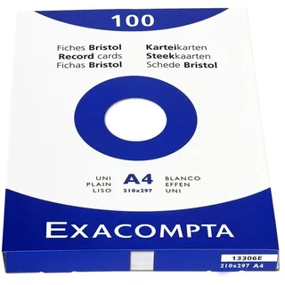 Exacompta Karteikarten 13306E weiß A4 blanko 205g 3130630133063 Exacompta 100 Stück