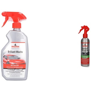 NIGRIN Performance Brillant-Wachs TURBO Auto Wachs, 500 ml Sprüh-Flasche, intensiviert Farben, bringt brillanten Hochglanz & Kunststoff-Tiefenpflege, seidenmatt, farbauffrischend, 300 ml