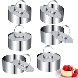 gvivej Edelstahl dessertringe 6 Stücke,Ring Set klein,Mini-Kuchenring Set aus Edelstahl – Perfekte Mousse-Formen für Zauberhafte Nachtische