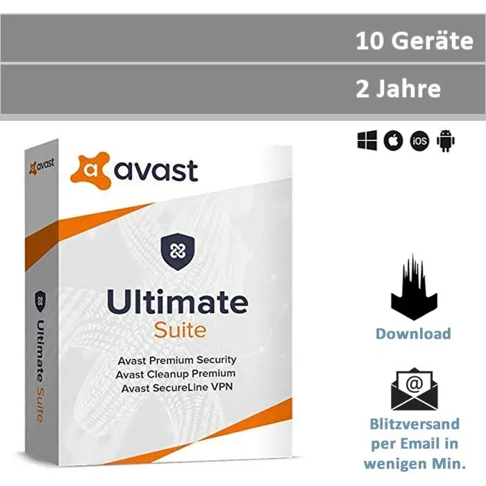 Avast Ultimate Suite 2026, 10 Geräte - 2 Jahre, Download