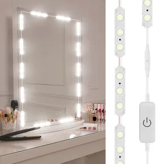 Led Spiegelleuchte, 3 Schalthelligkeiten, Spiegelbeleuchtung mit 60 Leds, 10FT Länge Make Up Licht, 6000K Kaltweiß LED Schminkspiegel Kit