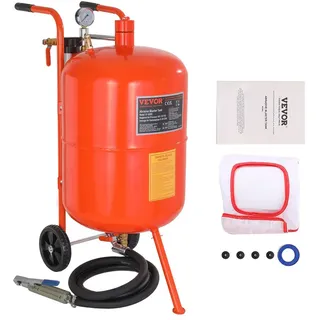 Vevor Mobiles Sandstrahlgerät 75,7 L Sandstrahlanlage ca. 244 cm Arbeitsschlauch Sandstrahler 60–110 PSI Arbeitsdruck ideal zum Entfernen von Rost, Farbe, Flecken und das Polieren großer Flächen