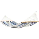 LA SIESTA Stabhängematte Einzel ALISIO Sea Salt - Liegefläche 140 x 190 cm - Bezug Polypropylen Outdoor Gewebe - blau/grau gestreift - maximale Belastbarkeit 120 kg - Bambus Spreizstab