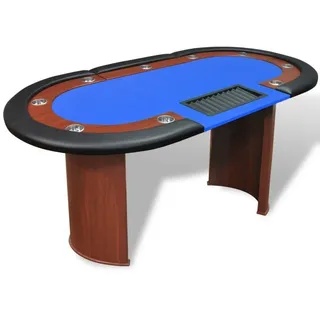 vidaXL Pokertisch für 10 Spieler mit Dealerbereich und Chipablage Blau
