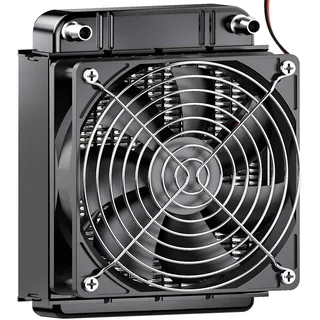 CLDIY Wassergekühlter Kühler, 8-Rohr-Aluminium-Wärmetauscher-Kühler mit Lüfter für PC-CPU-Computer-Wasserkühlsystem DC12V 80mm