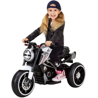 ACTIONBIKES MOTORS Kindermotorrad Cruiserbike, Motorsound, Bremsautomatik, 36 Watt, 2x 6 Volt, Hartplastikreifen, LED (Weiß)