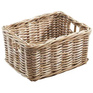 Kobolo Rattankorb Regalkorb Aufbewahrungskorb eckig 40 x 30 x 20 cm grau