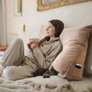 Björn&Schiller Rückenkissen beige 70 cm - Lesekissen für Bett und Sofa Rückenpolster für die Wand, groß mit waschbarem Bezug