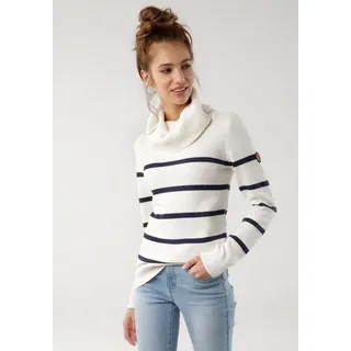 KangaROOS Rollkragenpullover in lässiger Form mit Kontraststreifen weiß 44/46 (L)