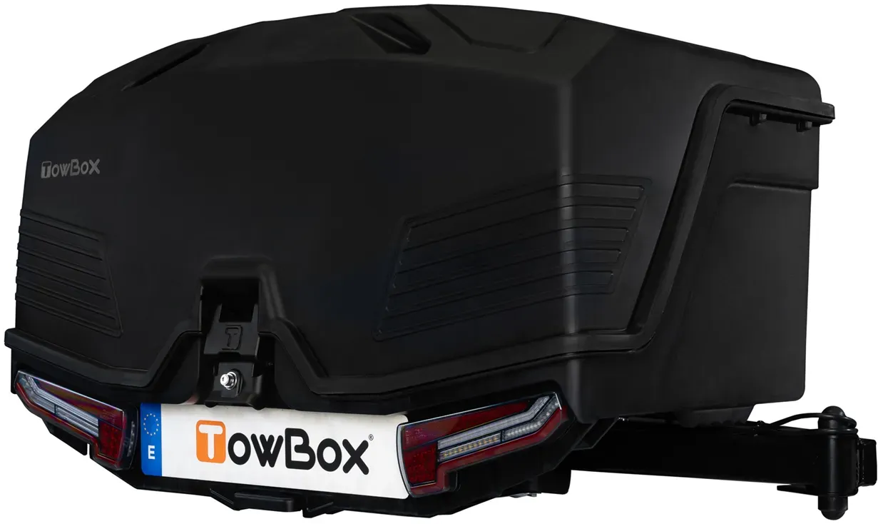 Towbox Camper Alpha schwarze LED (lang) - Anhängerkupplungs-Gepäckbox