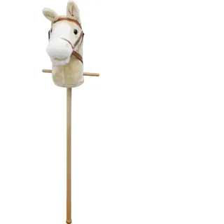 Vedes SpielMaus Holz Plüsch Steckenpferd mit Sound, weiß, 98 cm