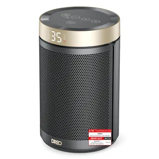 DREO Energiesparender Heizlüfter, 34 dB Leiser 1500W Elektrischer PTC Keramik, Thermostat, Überhitzungs- & Kippschutz, 12 Std. Timer, Elektroheizung für Räume Schlafzimmer, Atom 316, Gold