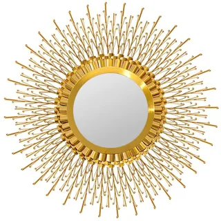 SJASD Großer Goldener Sunburst Wandspiegel, Runde Sonne Dekoration Spiegel, dekorativer Akzentspiegel mit Metallrahmen, für Esszimmer, Wohnzimmer, Flur-Veranda,68cm(27inch)