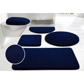 MY HOME Badematte »Merida«, Höhe 32 mm, rutschhemmend beschichtet, fußbodenheizungsgeeignet-schnell trocknend-strapazierfähig, Badteppich, Badematten, unifarben, auch als 2-tlg. Set erhältlich blau (marine) Einfarbige Badematten Badematten,