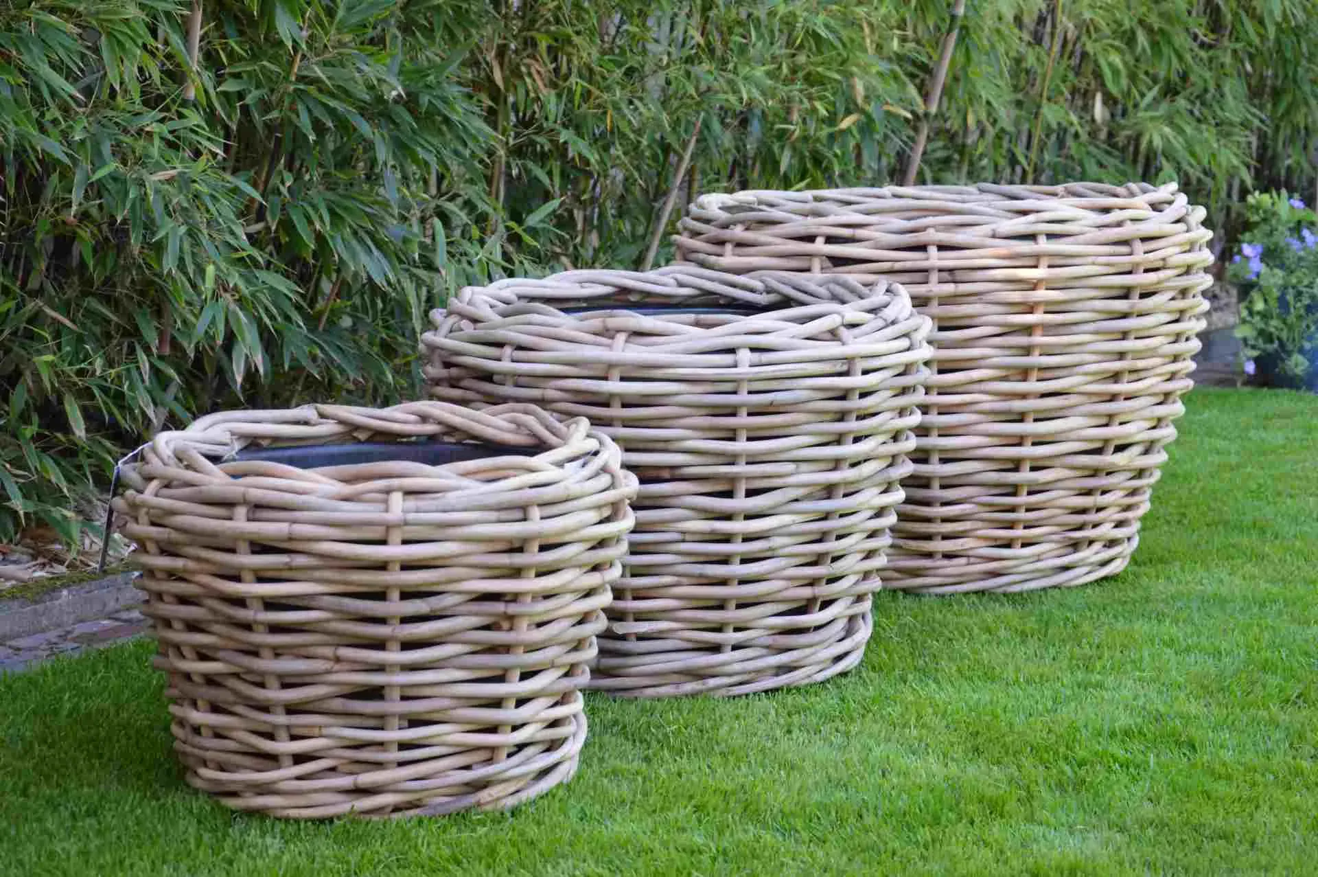 Pflanzenkorb Palau aus Naturrattan, klassischer Stil, Natur, inkl. Innentopf mit Ablauflöchern