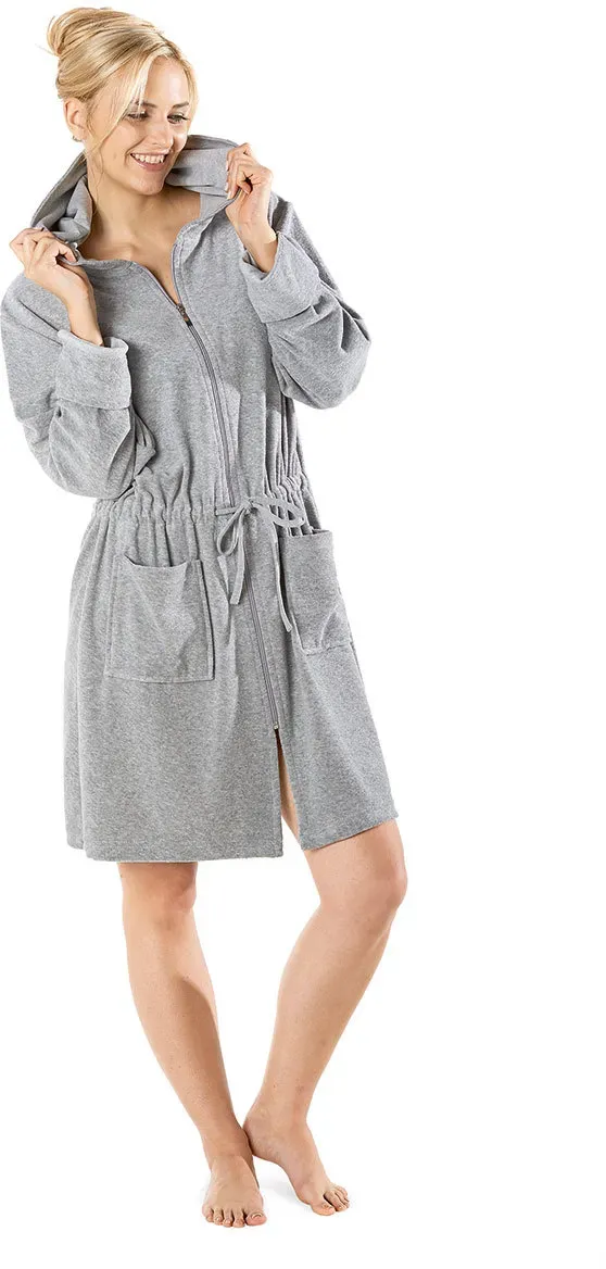 wewo fashion Damen Kapuzenmantel 031 melange mit Reißverschluss XS | grau - grau