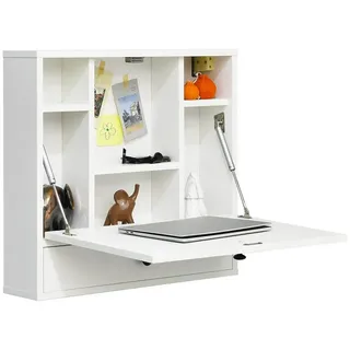 KOMFOTTEU Klapptisch Wandklapptisch, mit Ablagefächern & Schublade, 60x15x57 cm weiß