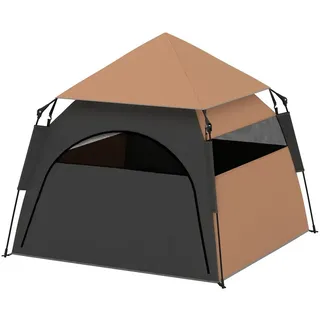 BlingBin Hundehütte Haustierzelt, Hundezelt, Katzenhaus, klappbar, Hundehaus mit Meshfenster, Hunde Tipi Zelt mit Tragetasche, für Hunde braun