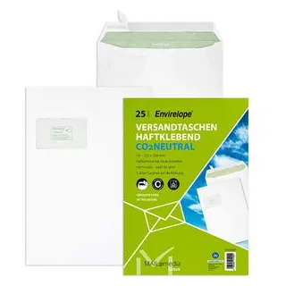 MAILmedia Versandtaschen Envirelope® DIN C4 mit Fenster weiß 25 St.