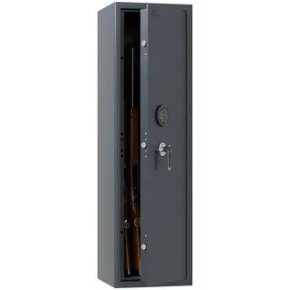 Profirst Waffenschrank Shooter 5 EN0 Anthrazit Stahl bedingter Feuerschutz Elektronikschloss Notbestromung Platz für 5 Langwaffen Schaumstoffwaffenhalter inkl. Befestigungsmaterial