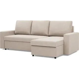 mebligo Ecksofa mit Schlaffunktion NEO, gerader Armlehne, Liegefläche: 200×140cm, Beige - Beige