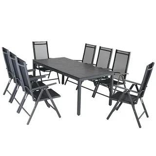 CASARIA Gartensitzgruppe Bern 9-tlg 8 Personen Anthrazit Alu WPC