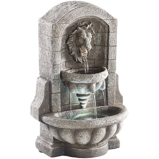 infactory Springbrunnen: Beleuchteter Zimmerbrunnen Löwenkopf mit LED und Pumpe (Luftbefeuchter Brunnen, Springbrunnen Zimmerbrunnen, Wasserfall)