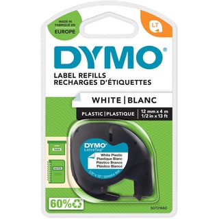 DYMO Original LetraTag Etikettenband| schwarz auf weiß | 12 mm x 4 m | selbstklebendes Kunststoff Schriftband | für LetraTag-Beschriftungsgerät