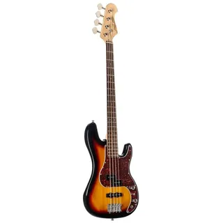 J & D E-Bass, E-Bass Bass Gitarre mit 4 Saiten und Linde Korpus JB Bass mit Split-Coil Tonabnehmer und Single Coil passive Elektronik 3-Tone Sunburst, E-Bässe, 4-Saiter E-Bässe, E-Bass, Bass Gitarre, JB Bass