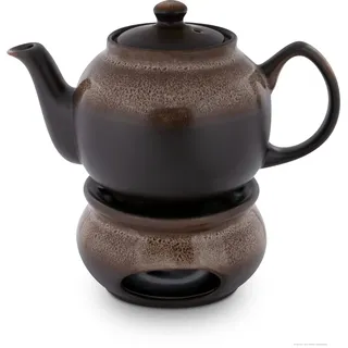 Original Bunzlauer Keramik Teekanne 1L + Stövchen B=23,0cm, H=14,3cm, Dekor ZACIEK