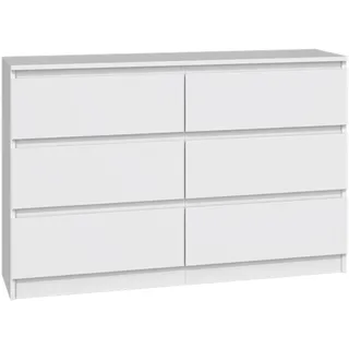 Selsey Kommode mit sechs Schubladen, Weiß, 120 cm