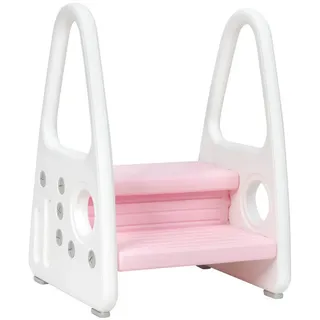 Costway Kinder Tritthocker, 2 stufiger Trittschemel, Kinderschemel aus Kunststoff, Trittleiter perfekt für Kinderzimmer, Küche und Badezimmer (Rosa)